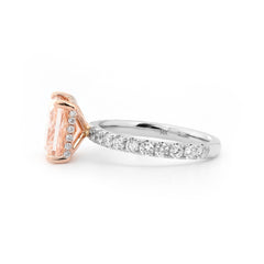14K Gold 3.3CT Princess Brilliant Cut Pink Lab Diamond Pave Band Ring with Hidden Halo - MMR