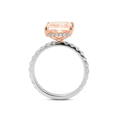 14K Gold 3.3CT Princess Brilliant Cut Pink Lab Diamond Pave Band Ring with Hidden Halo - MMR