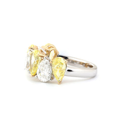 14K Gold Alternative Pear Lab Yellow and White Lab Diamond Half Eternity Ring - MMR
