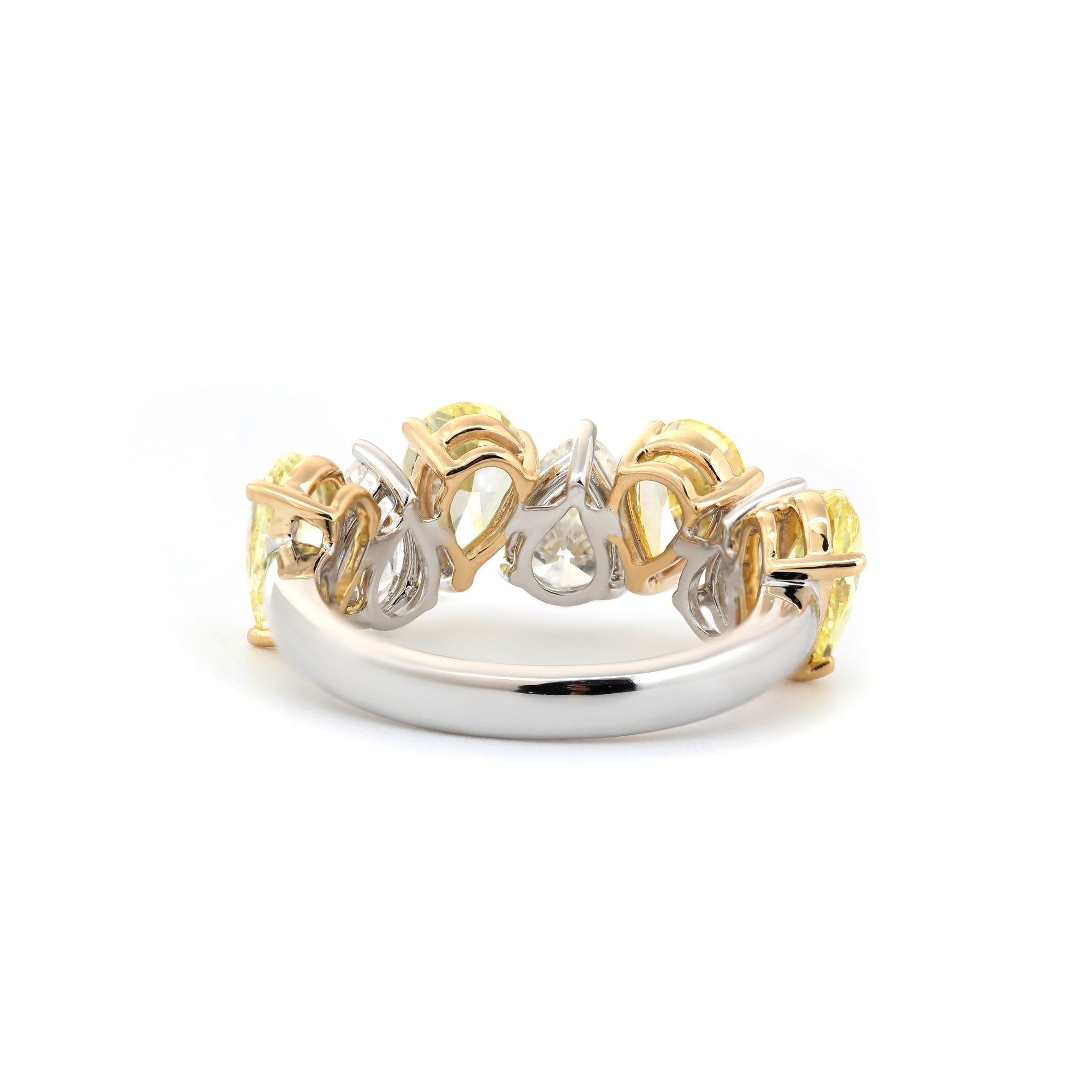 14K Gold Alternative Pear Lab Yellow and White Lab Diamond Half Eternity Ring - MMR