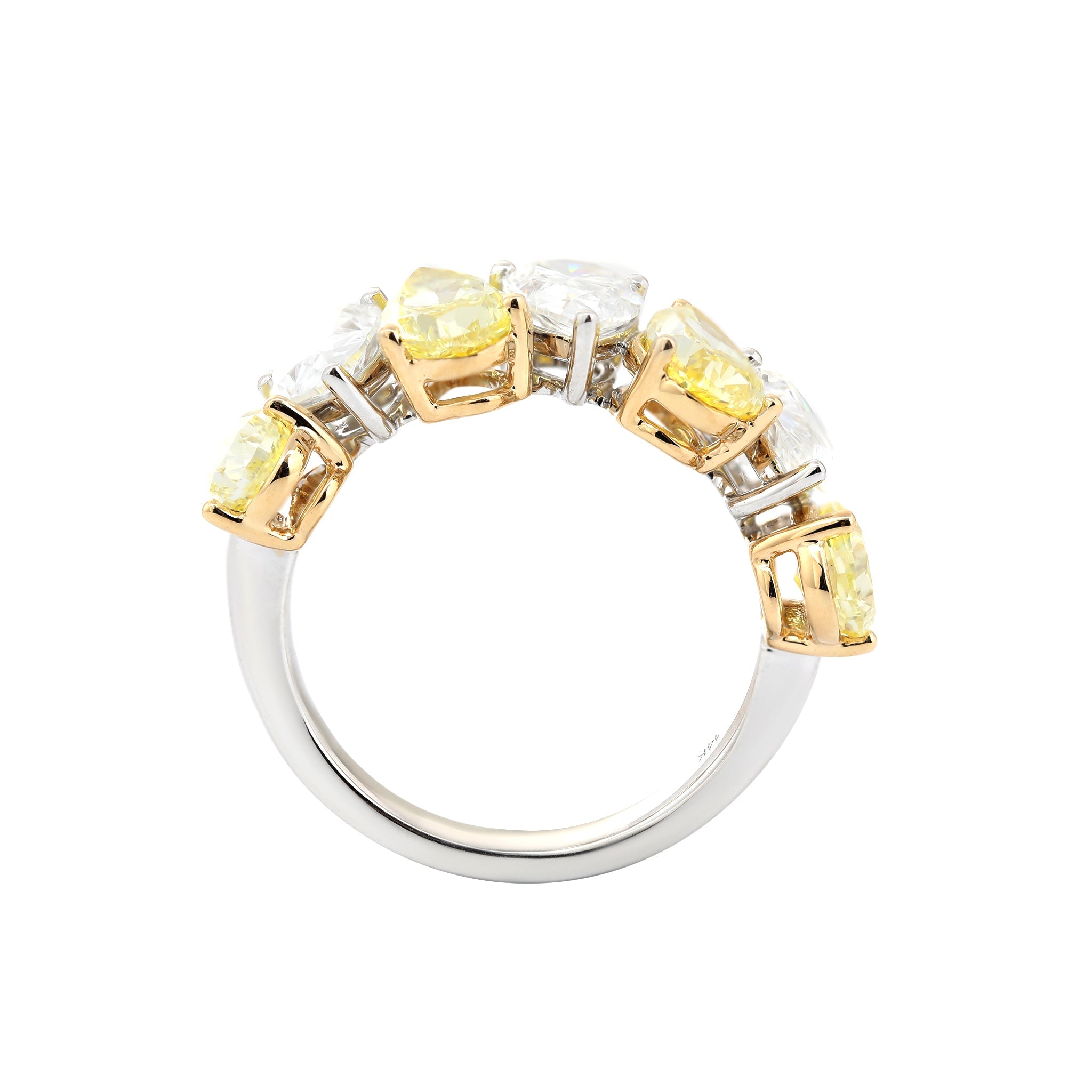 14K Gold Alternative Pear Lab Yellow and White Lab Diamond Half Eternity Ring - MMR