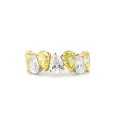 14K Gold Alternative Pear Lab Yellow and White Lab Diamond Half Eternity Ring - MMR