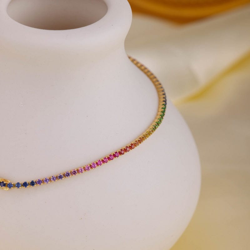 14k Gold Colorful Sapphire Rainbow Tennis Bracelet