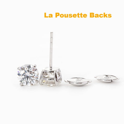 14K Gold Round Cut Lab Diamond Four Claw Prongs Martini Setting Stud Earrings