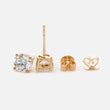 14K Gold Round Cut Lab Diamond Four Round Prongs Basket Setting Stud Earrings