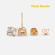 14K Gold Round Cut Lab Diamond Six  Prongs Floral Basket Setting Stud Earrings