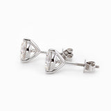 14K Gold Round Cut Lab Diamond Three Round Prongs Stud Earrings