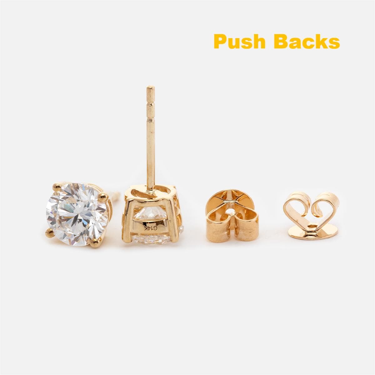 14K Gold Round Cut Lab Diamond Four Claw Prongs Basket Setting Stud Earrings