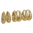 14k Gold Three INS Style Lab Diamond Hoop Earrings