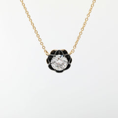 14K Gold Two Tone Design 0.96ct Old European Cut Lab Diamond Pendant Necklace with 16+2 Inches Adjustable Chain - MMR