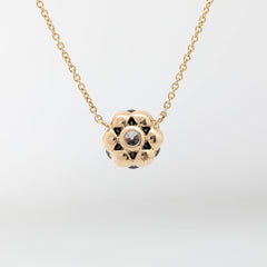 14K Gold Two Tone Design 0.96ct Old European Cut Lab Diamond Pendant Necklace with 16+2 Inches Adjustable Chain - MMR