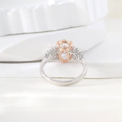 14K Gold Two Tone Design 2.52ct Oval Lab Diamond Cluster Ring - MMR