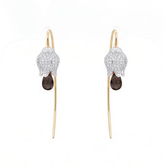 14K Gold Two Tone Design Round Cut Lab Diamond and Pink Natural Sapphire French Hook Earrings - MMR
