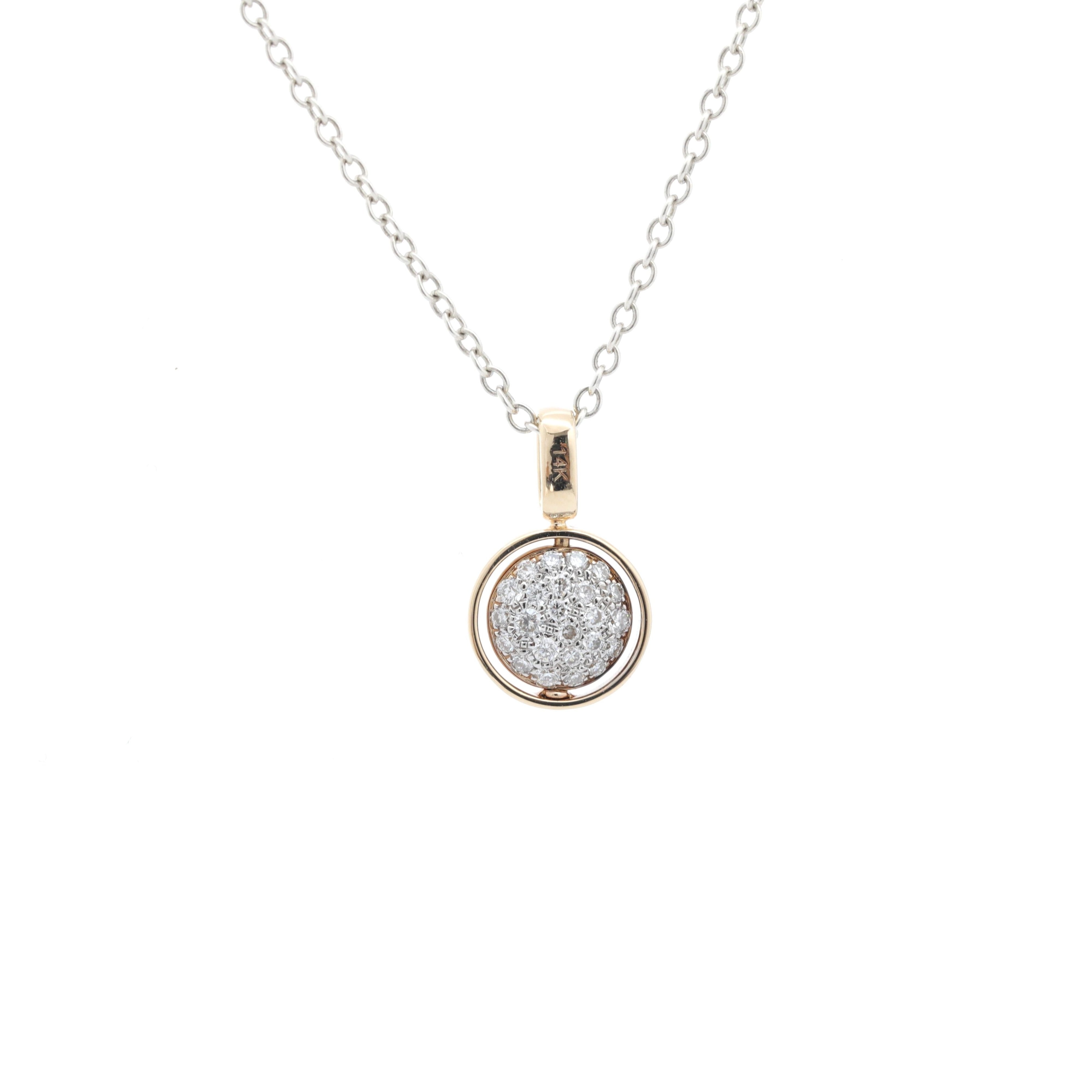 14K Gold Two Tone Design Round Lab Diamond and Zambian Emerald Pendant (Pendant only) - MMR