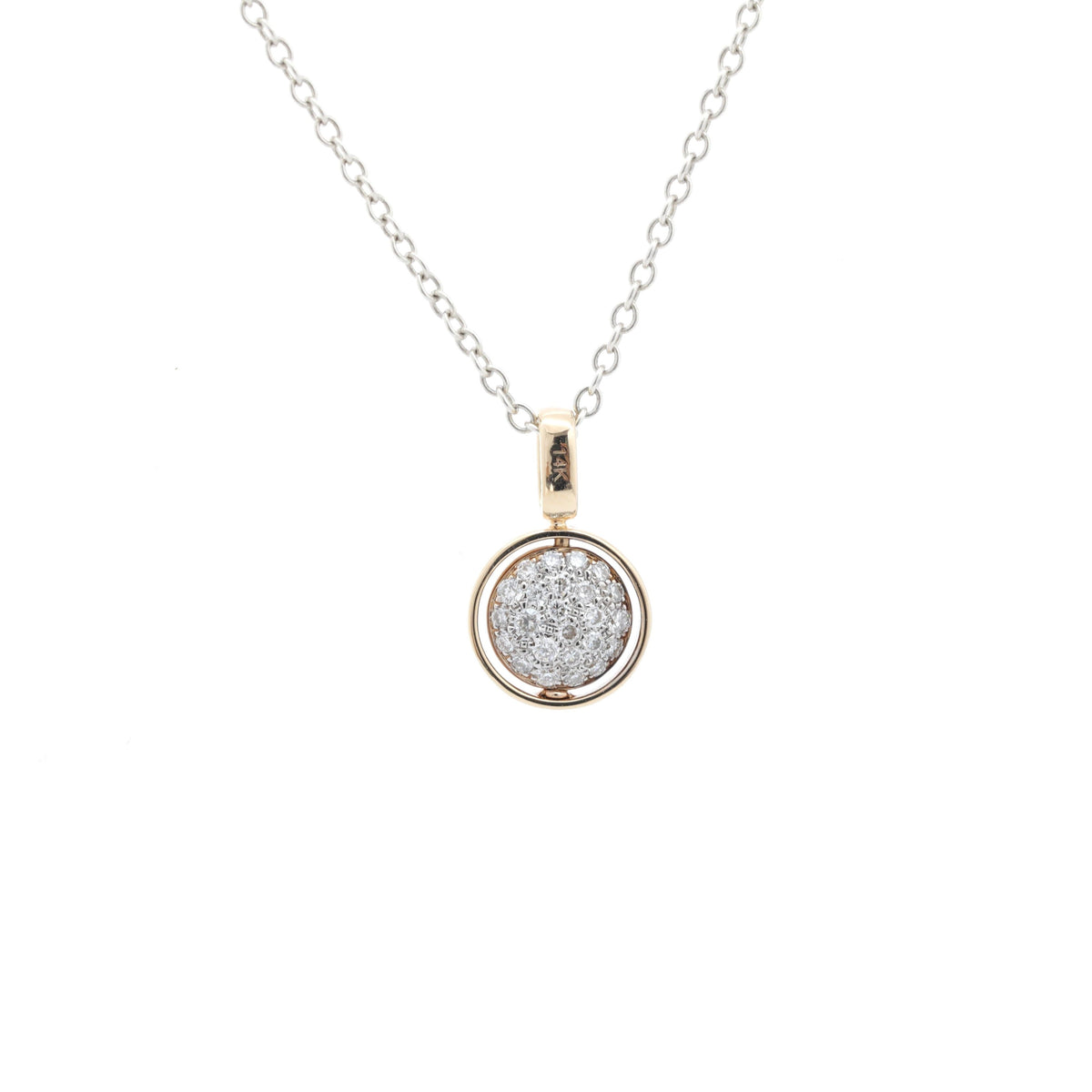 14K Gold Two Tone Design Round Lab Diamond and Zambian Emerald Pendant (Pendant only) - MMR