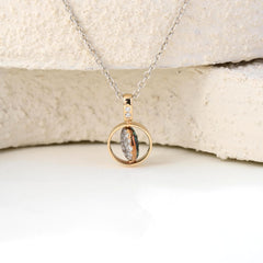 14K Gold Two Tone Design Round Lab Diamond and Zambian Emerald Pendant (Pendant only) - MMR