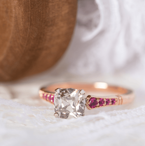 14K Rose Gold 1.39ct OMC Diamond Side Stone Statement Ring