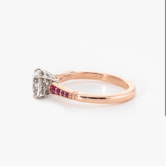 14K Rose Gold 1.39ct OMC Diamond Side Stone Statement Ring - MMR