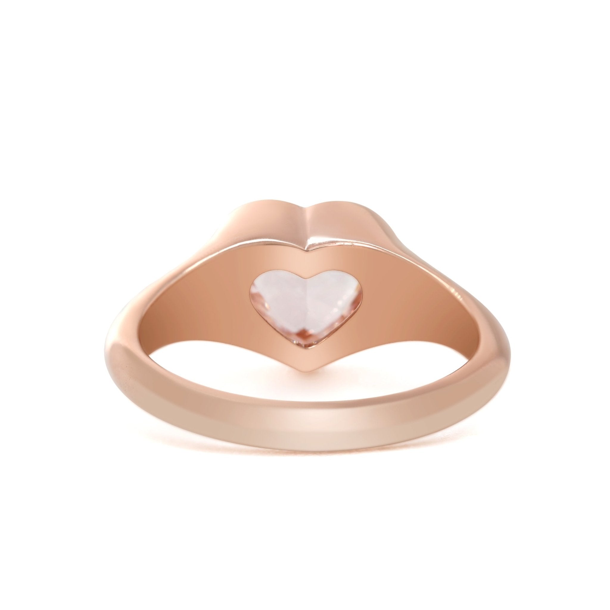14K Rose Gold 1ct Heart Cut Pink Lab Diamond Bezel Solitaire Ring - MMR