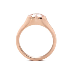 14K Rose Gold 1ct Heart Cut Pink Lab Diamond Bezel Solitaire Ring - MMR