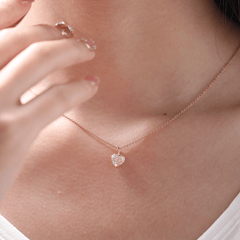 14K Rose Gold 1ct Heart Shaped Pink Lab Diamond Pendant with Corss Chain - MMR