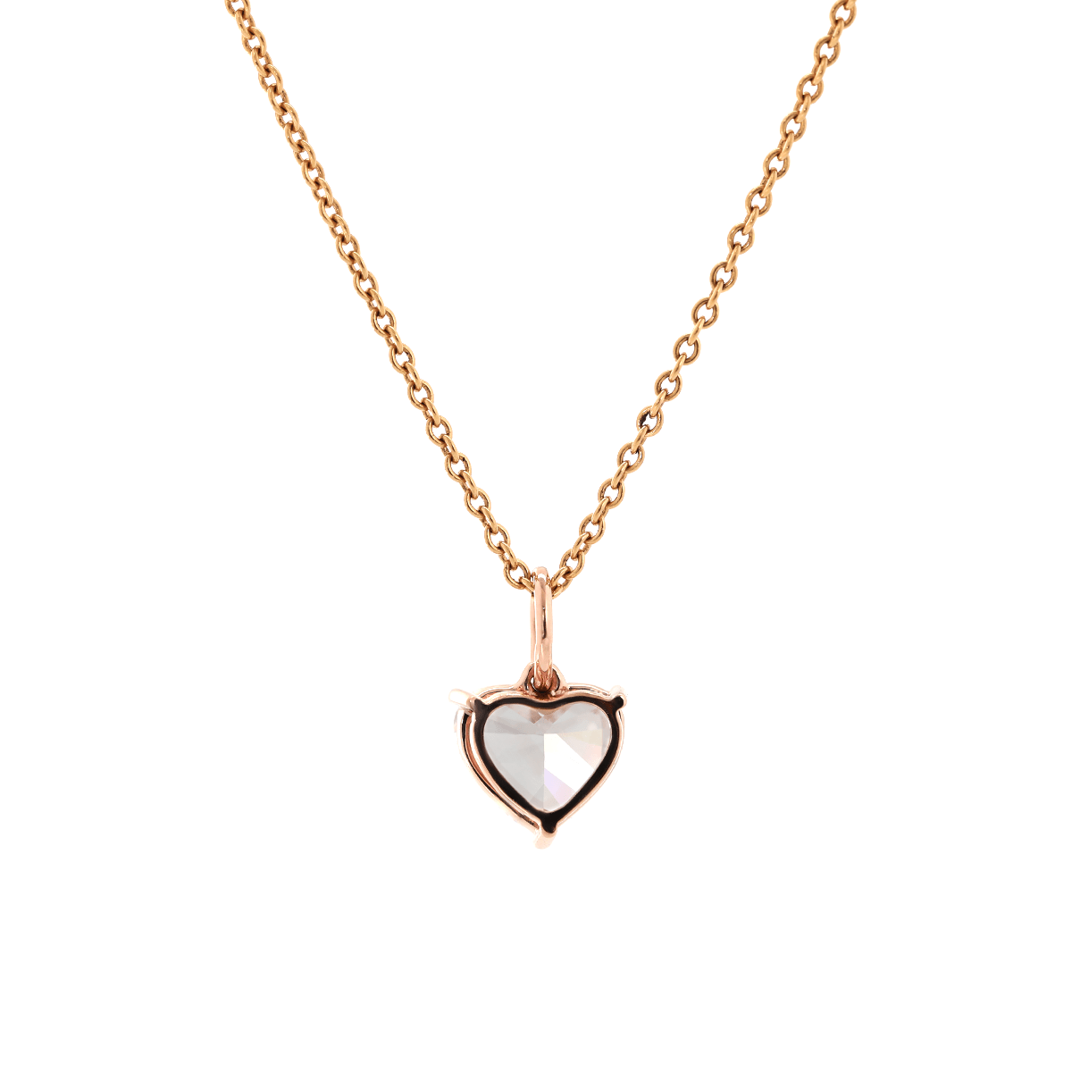 14K Rose Gold 1ct Heart Shaped Pink Lab Diamond Pendant with Corss Chain - MMR