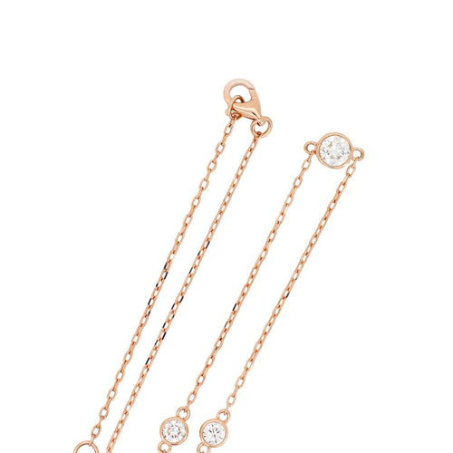 14k Rose Gold Bezel Set Diamond Chain Necklace