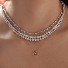 14K Rose Gold Bow Tie Pendant Necklace with Round Lab Dimaond - MMR