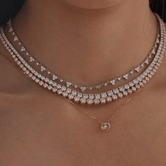 14K Rose Gold Heart Shape Pendant Necklace with Round Lab Diamond Pave - MMR