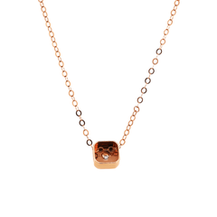 14K Rose Gold Princess Cut Lab Diamond Bezel Pendant Necklace - MMR