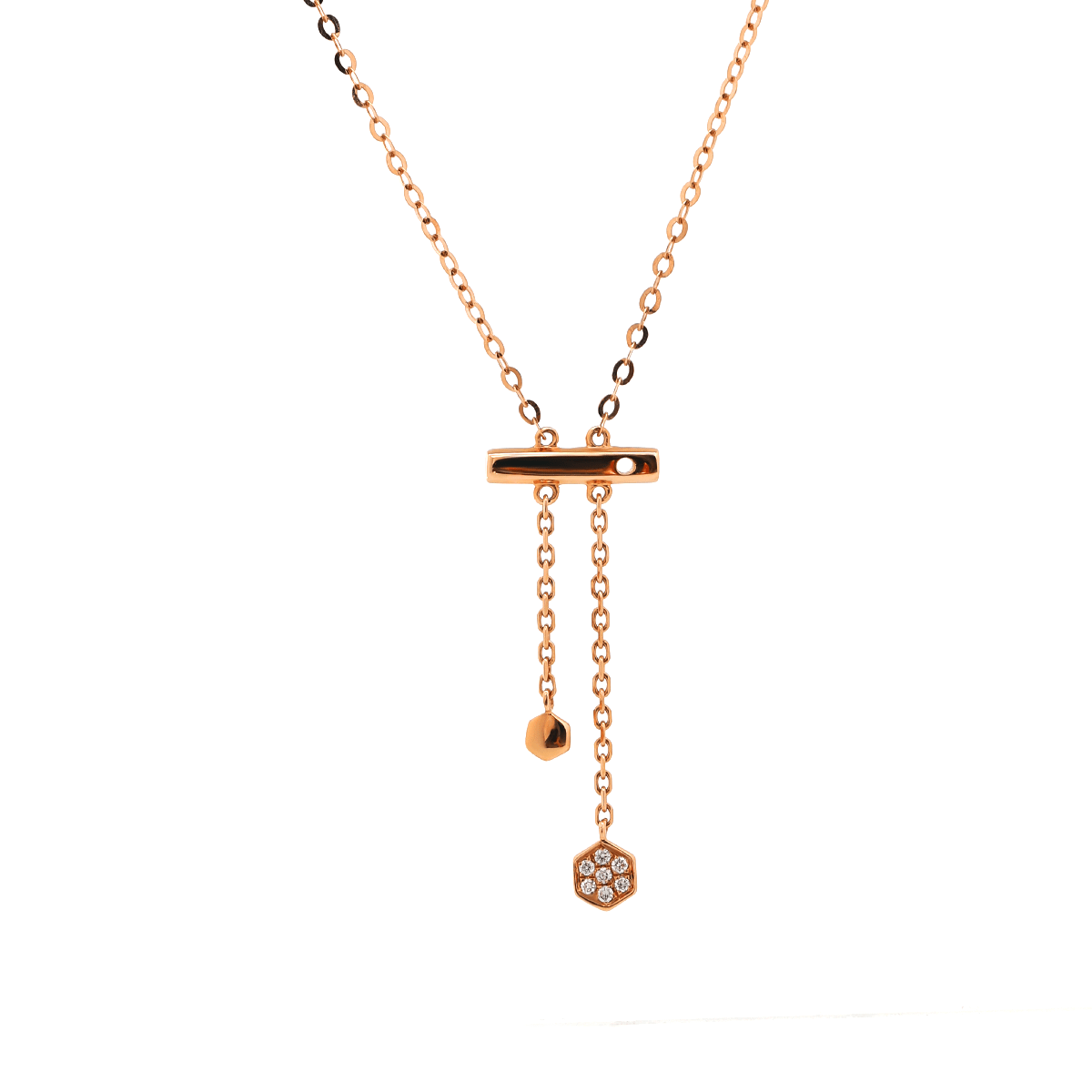 14K Rose Gold Round Lab Diamond Latch Pendant Necklace - MMR