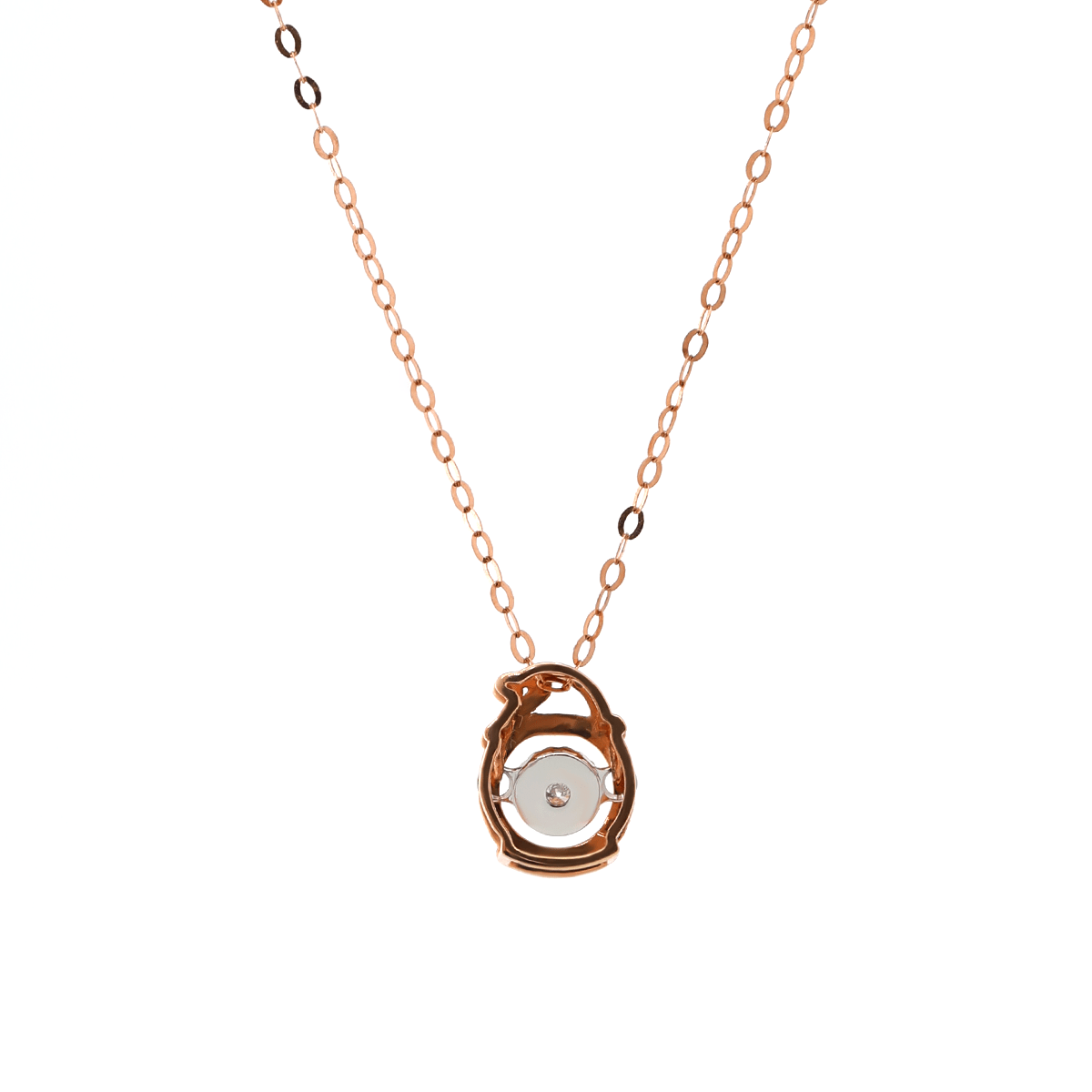 14K Rose Gold Round Lab Diamond Pendant Necklace Inspired by Lamps with Round Lab Diamond in A Diamond - Cut Texture Halo - MMR