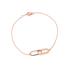 14K Rose Gold Round Lab Diamond Toi et Moi Pendant Chain Bracelet - MMR