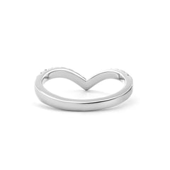 14K White Gold 1.7mm Round Diamond V - Shaped Half Eternity Ring - MMR