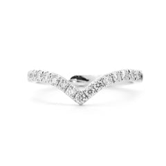 14K White Gold 1.7mm Round Diamond V - Shaped Half Eternity Ring - MMR