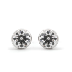 14K White Gold 1.8CTW OEC Lab Diamond Bezel - Set Martini Style Studs Earrings - MMR