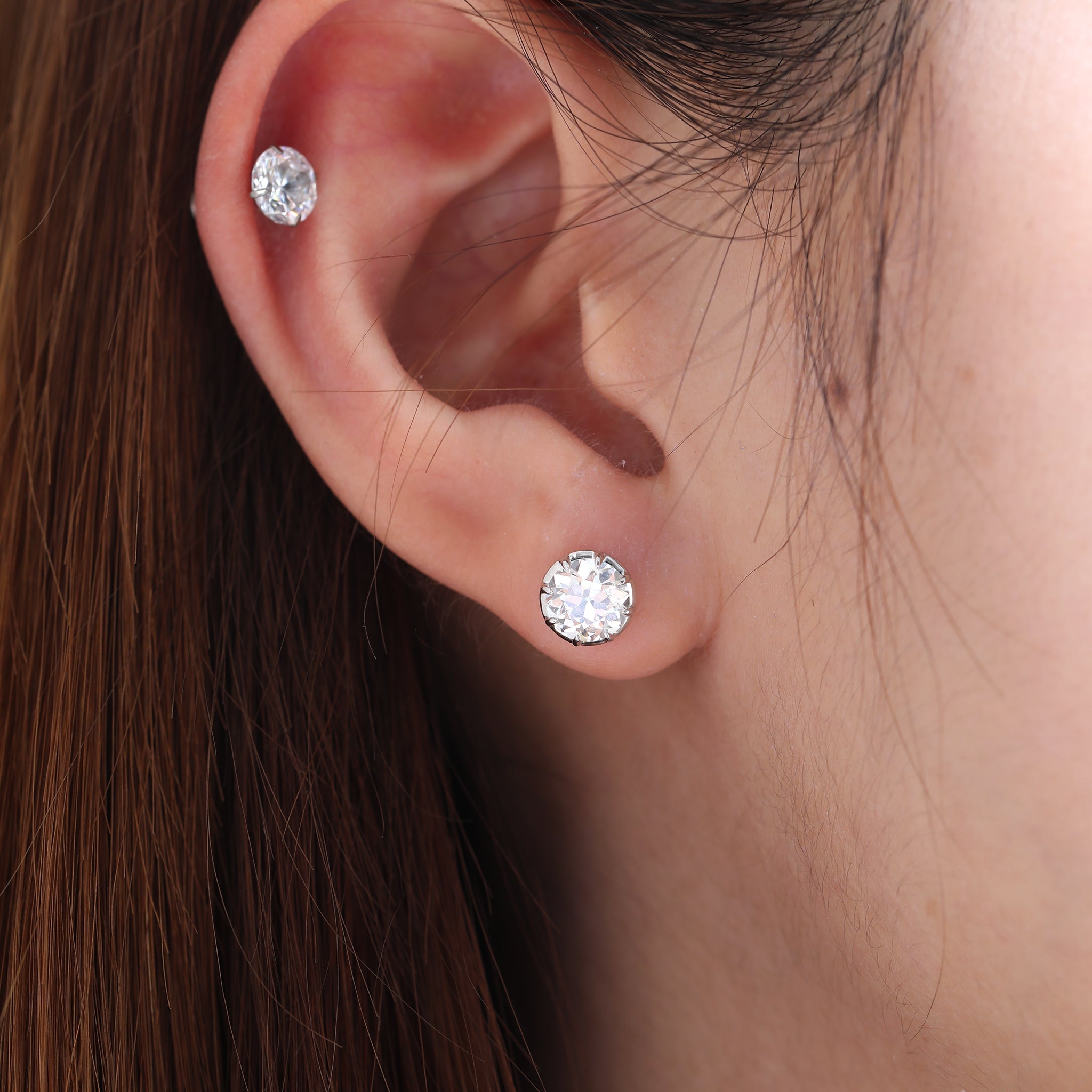 14K White Gold 1.8CTW OEC Lab Diamond Bezel - Set Martini Style Studs Earrings - MMR