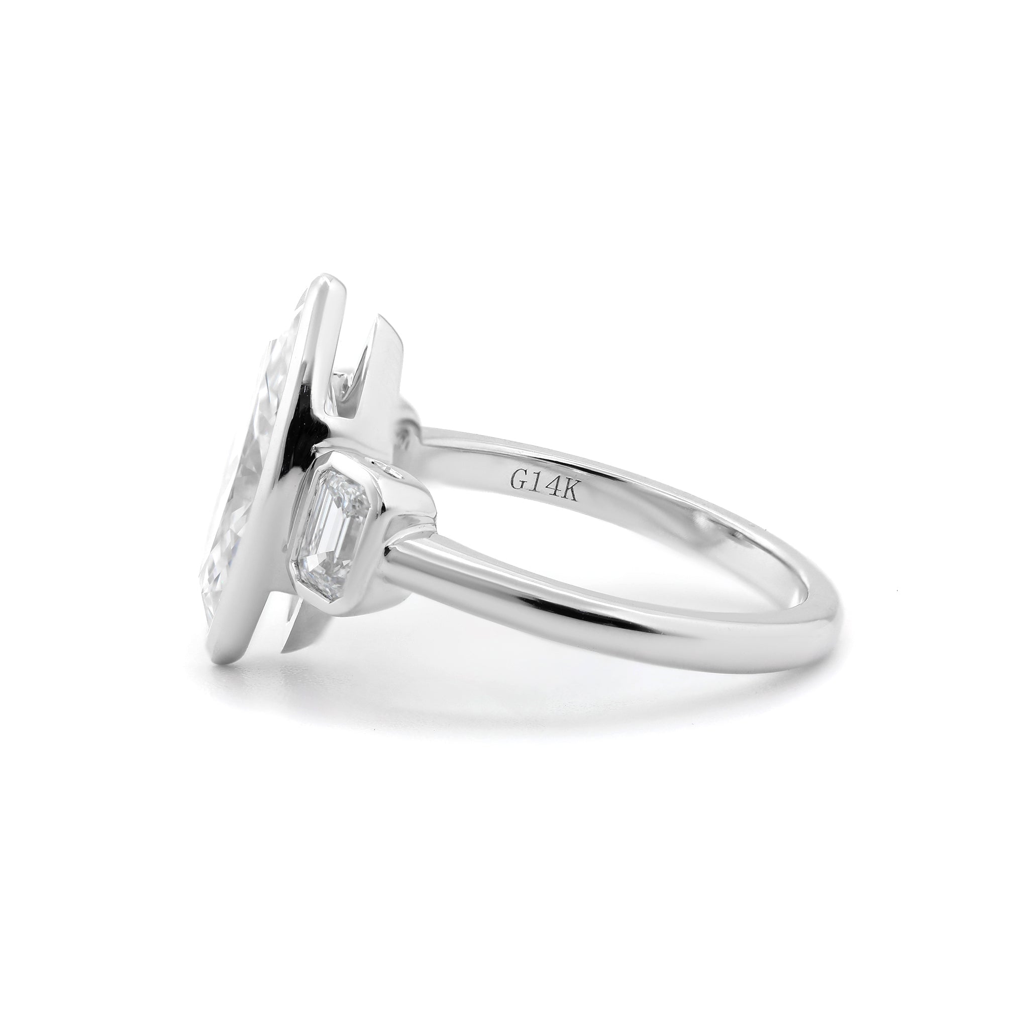 14K White Gold 2.53CT (IGI) Marquise Brilliant Cut Lab Diamond Three Stone Ring - MMR