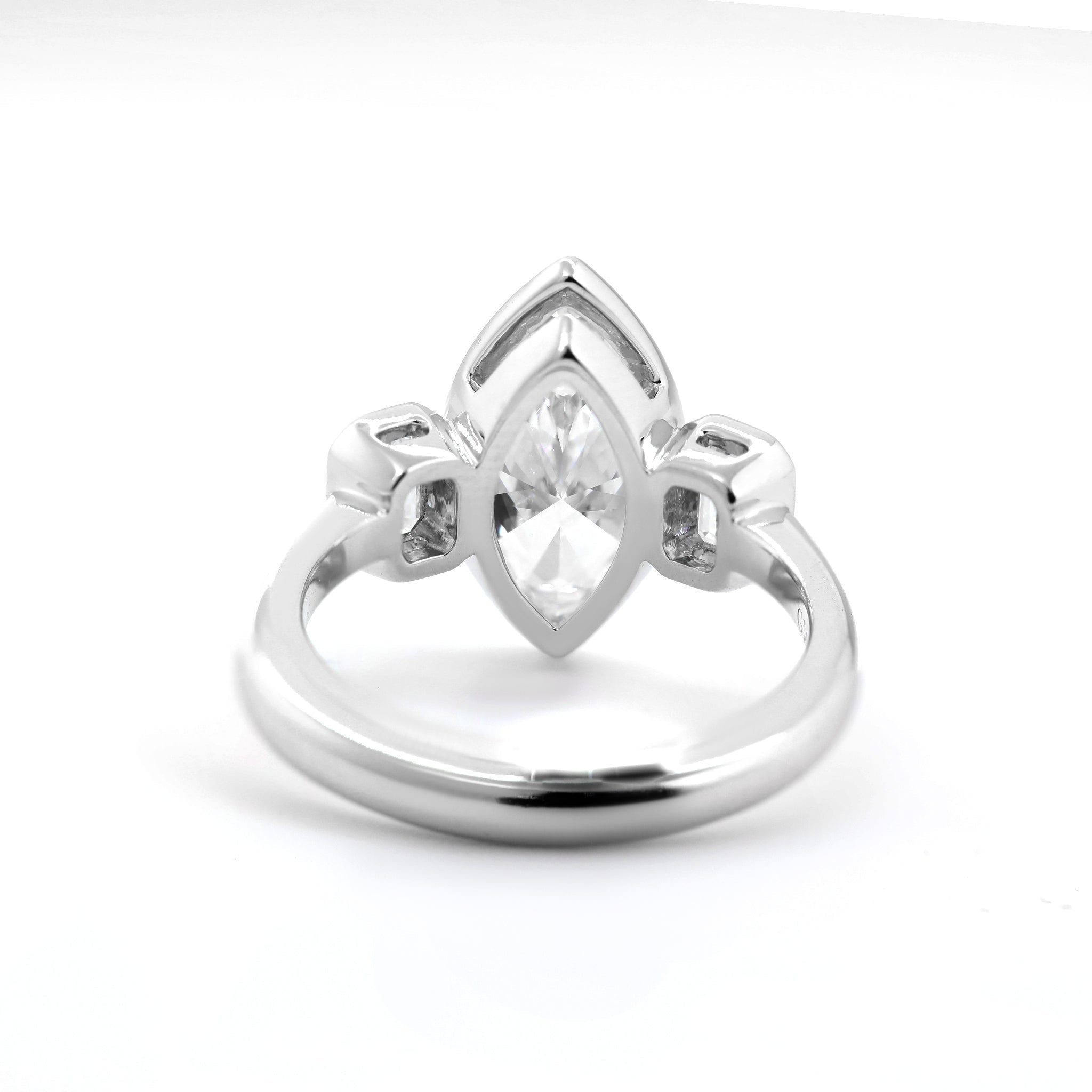 14K White Gold 2.53CT (IGI) Marquise Brilliant Cut Lab Diamond Three Stone Ring - MMR