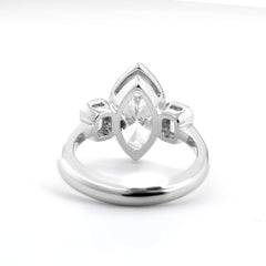 14K White Gold 2.53CT (IGI) Marquise Brilliant Cut Lab Diamond Three Stone Ring - MMR