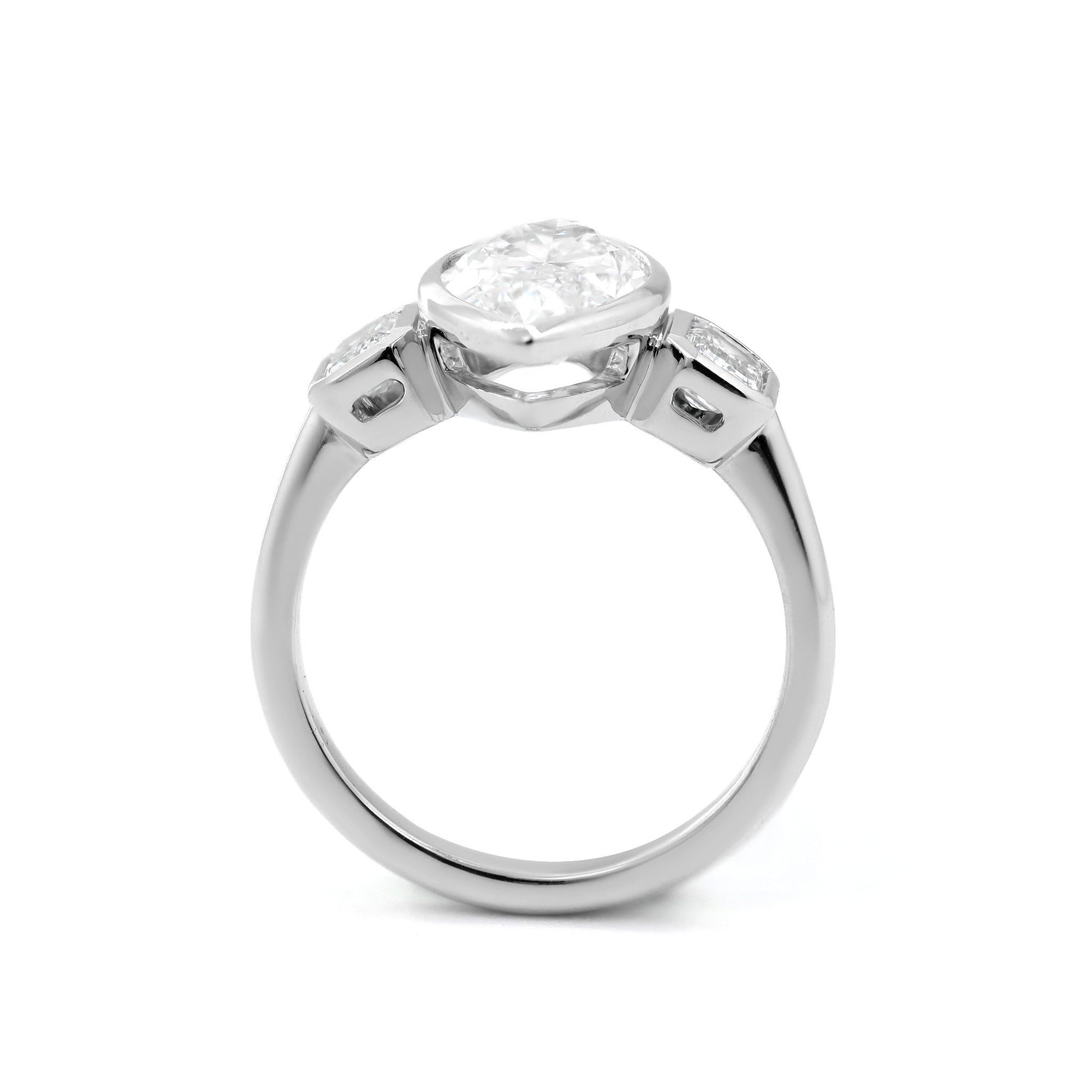 14K White Gold 2.53CT (IGI) Marquise Brilliant Cut Lab Diamond Three Stone Ring - MMR