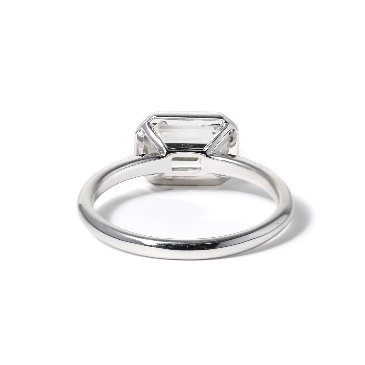 14K White Gold 2ct Emerald Cut Lab Diamond Bezel Solitaire Ring - MMR