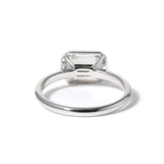 14K White Gold 2ct Emerald Cut Lab Diamond Bezel Solitaire Ring - MMR