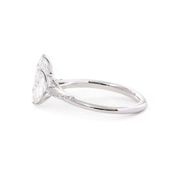 14K White Gold 2ct Pear Cut Lab Diamond Ring with Twist Pave Band and Floral Basket Head Design - MMR