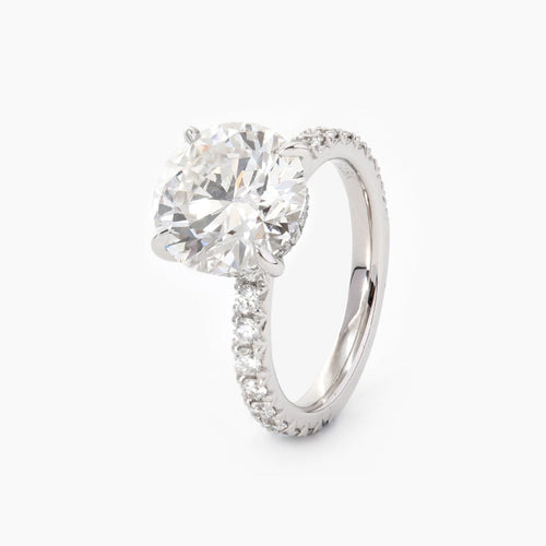 14K White Gold 3.11ct Round Brilliant Cut Lab Diamond Side-stone Bridal Set Rings (Ring Setting Only)