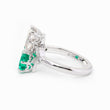 14K White Gold Asscher Cut Lab Emerald & Lab Diamond Side-stone Cocktail Ring (Ring Setting Only)