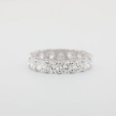 14K White Gold Cushion Lab Diamond Eternity Ring with Round Diamond Pave - MMR