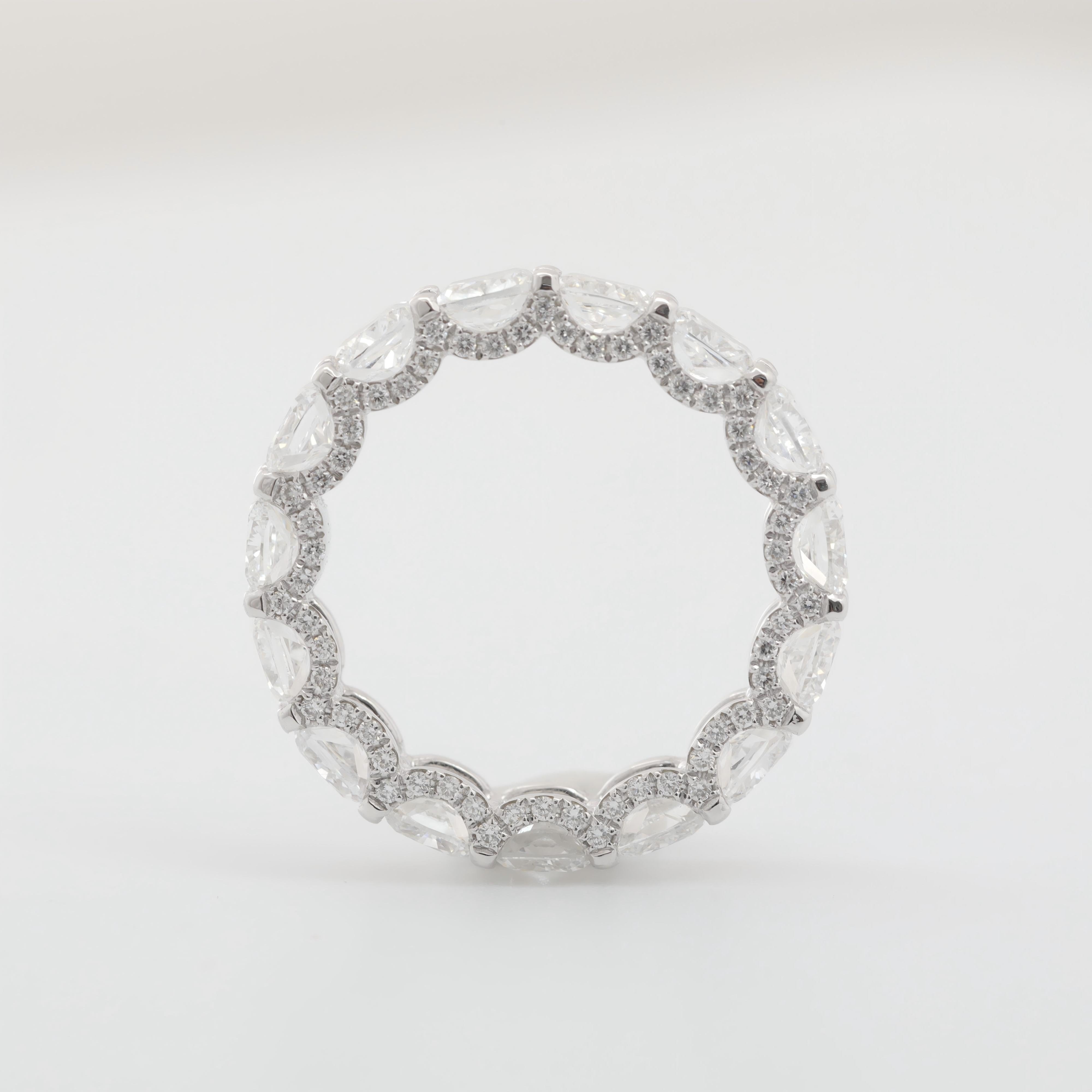 14K White Gold Cushion Lab Diamond Eternity Ring with Round Diamond Pave - MMR