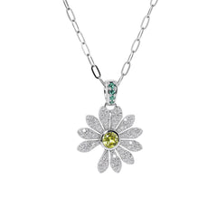 14K White Gold Daisy Pendant Necklace - MMR