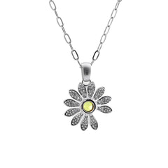 14K White Gold Daisy Pendant Necklace - MMR